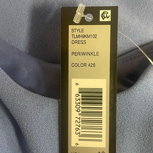 NWT Tahari periwinkle fit-and-flare dress bow front size 10 poly blend RV $99 - Picture 5 of 7